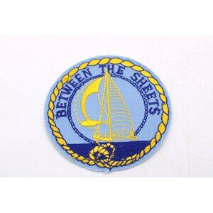 Blue Yellow Sailing Nautical Patch Embroidered "Between The Sheets" Design Round
